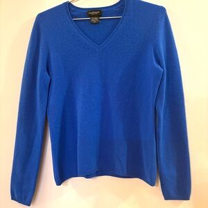 Lord & Taylor Cashmere Royal Blue V-Neck Sweater, Sz S
